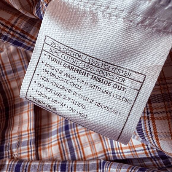 Ariat Men's Pro Series Plaid Short Sleeve Button Up Shirt Orange Blue Sz Medium - Picture 4 of 9